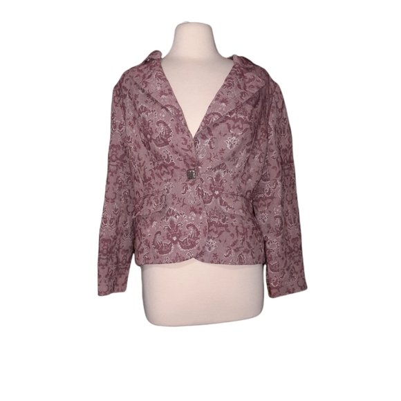 Kate Hill 10 Jacket Coat Blazer Pink Paisley Embroidered Woman Casual Artistic - Picture 1 of 4